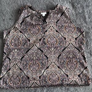 Paisley Sleeveless Top - Black and Pink size XL